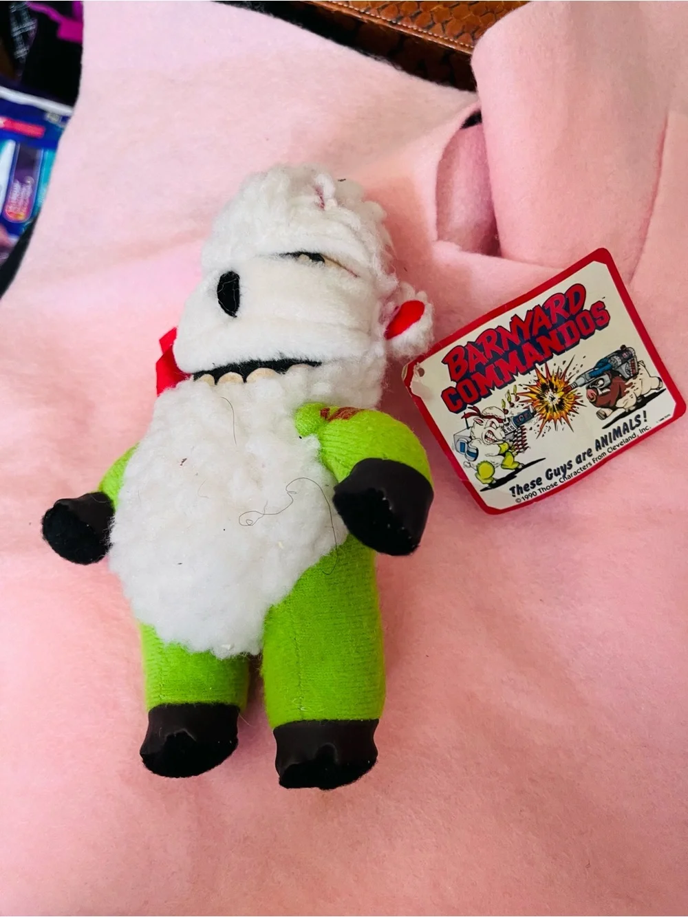 Green Sheep Plush Toy - Vintage Collectible